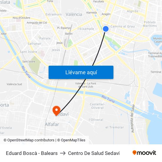Eduard Boscà - Balears to Centro De Salud Sedaví map