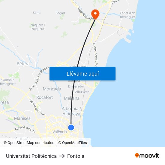 Universitat Politècnica to Fontoia map