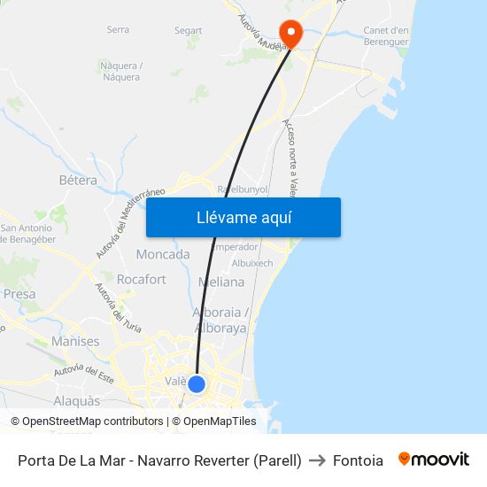 Porta De La Mar to Fontoia map