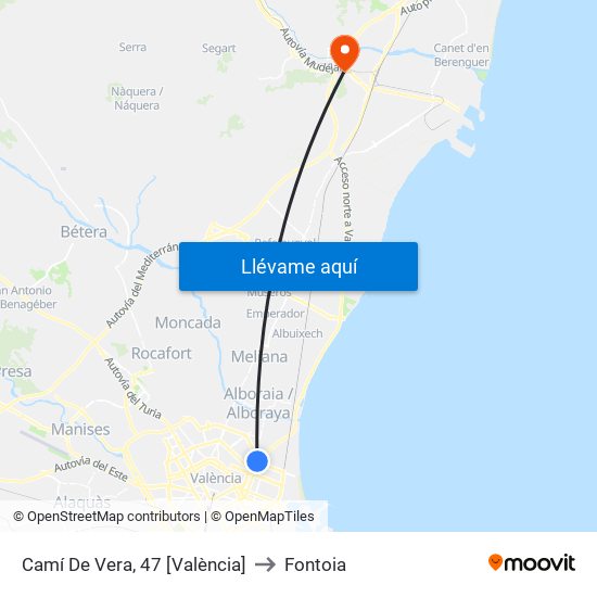 Camí De Vera, 47 [València] to Fontoia map