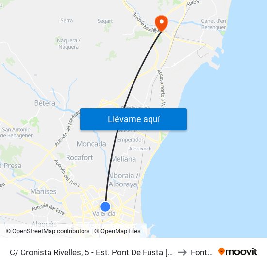 C/ Cronista Rivelles, 5 - Est. Pont De Fusta [València] to Fontoia map
