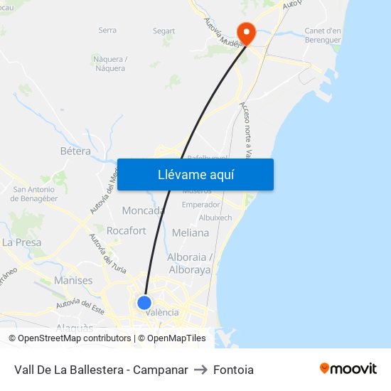Vall De La Ballestera - Campanar to Fontoia map