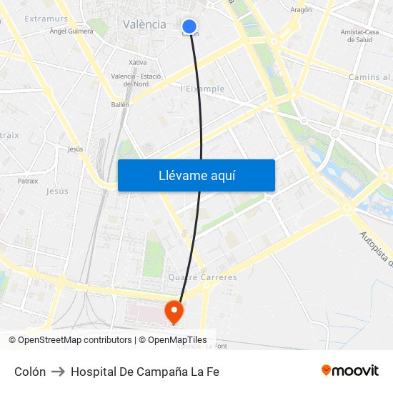 Colón to Hospital De Campaña La Fe map