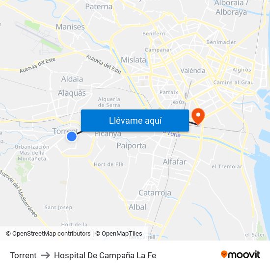 Torrent to Hospital De Campaña La Fe map