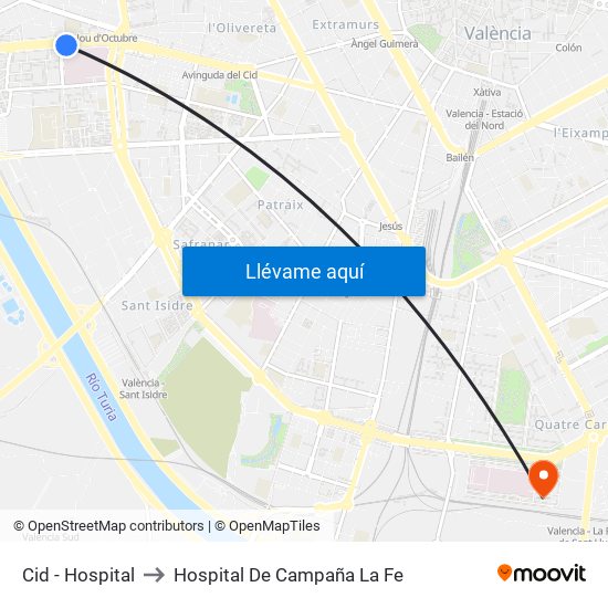 Cid - Hospital to Hospital De Campaña La Fe map