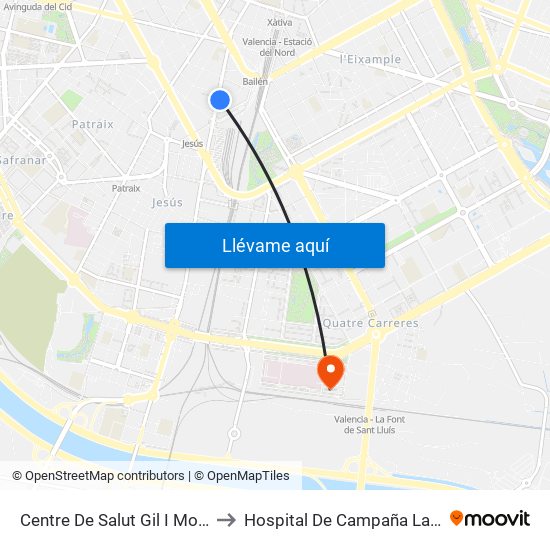 Centre De Salut Gil I Morte to Hospital De Campaña La Fe map