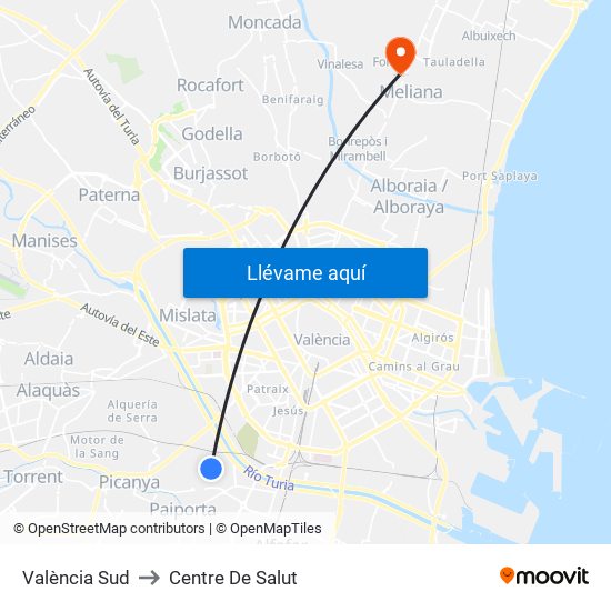 València Sud to Centre De Salut map