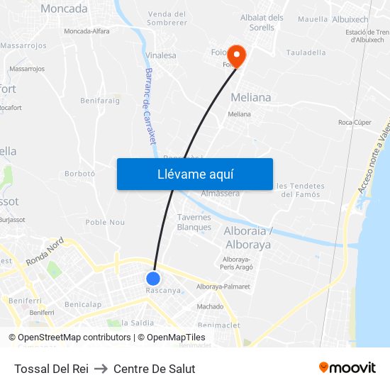 Tossal Del Rei to Centre De Salut map
