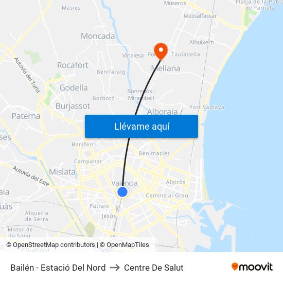 Estació Del Nord - Bailén to Centre De Salut map