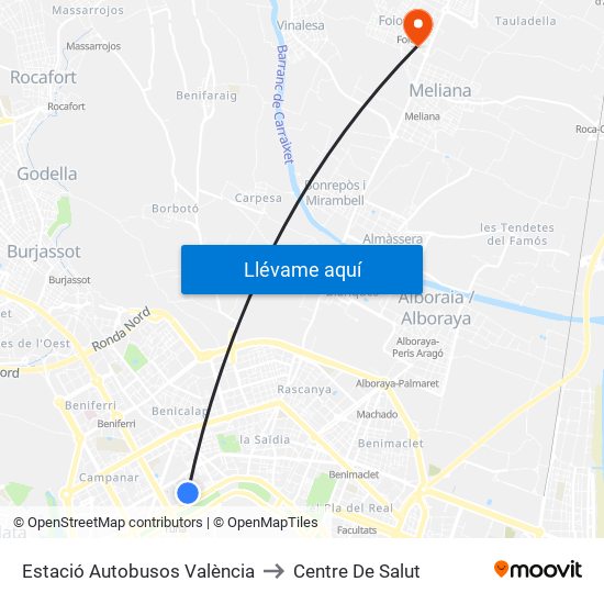 Estació Autobusos València to Centre De Salut map