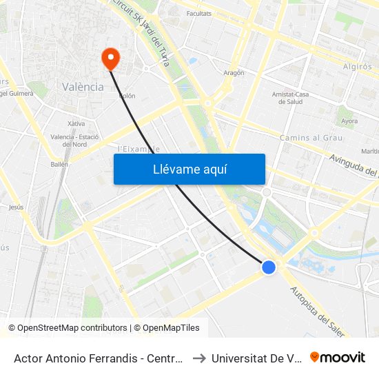 Actor Antonio Ferrandis - Centre Comercial to Universitat De València map