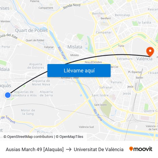 Ausias March 49 [Alaquàs] to Universitat De València map