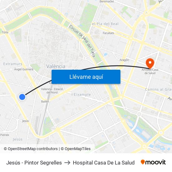 Jesús - Pintor Segrelles to Hospital Casa De La Salud map