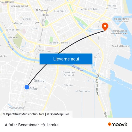 Alfafar-Benetússer to Ismke map