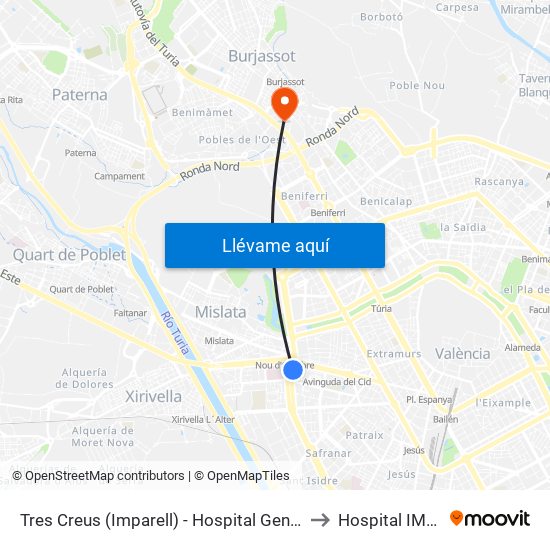 Hospital General to Hospital IMED map