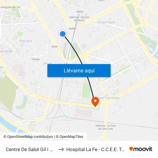Centre De Salut Gil I Morte to Hospital La Fe - C.C.E.E. Torre B map