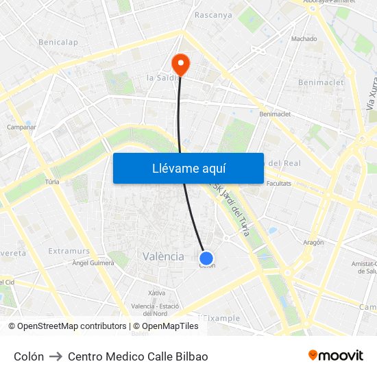 Colón to Centro Medico Calle Bilbao map