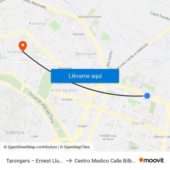 Tarongers – Ernest Lluch to Centro Medico Calle Bilbao map