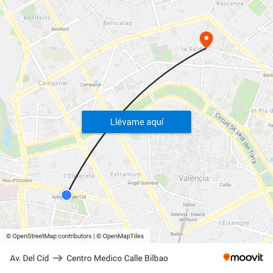 Av. Del Cid to Centro Medico Calle Bilbao map