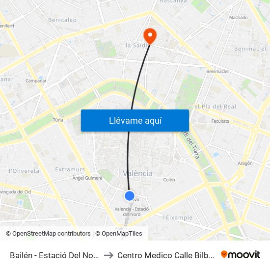 Bailén - Estació Del Nord to Centro Medico Calle Bilbao map
