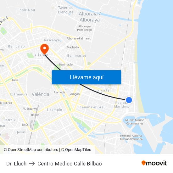 Dr. Lluch to Centro Medico Calle Bilbao map
