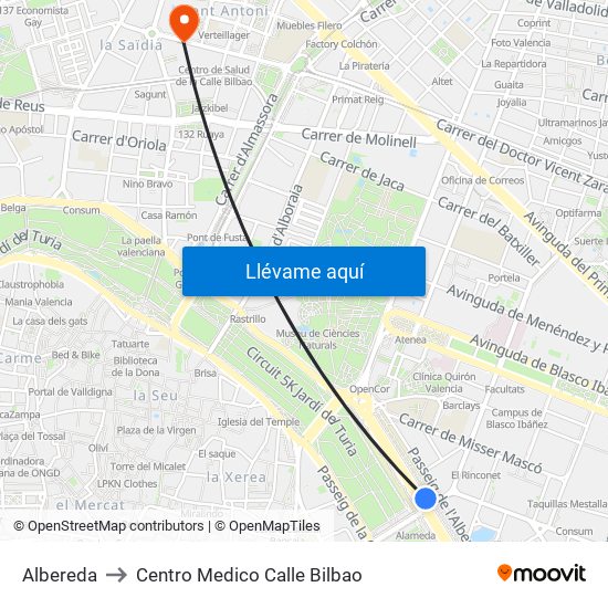 Albereda to Centro Medico Calle Bilbao map