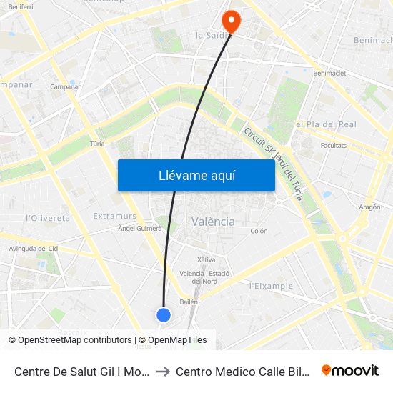 Centre De Salut Gil I Morte to Centro Medico Calle Bilbao map