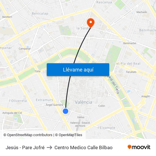 Jesús - Pare Jofré to Centro Medico Calle Bilbao map