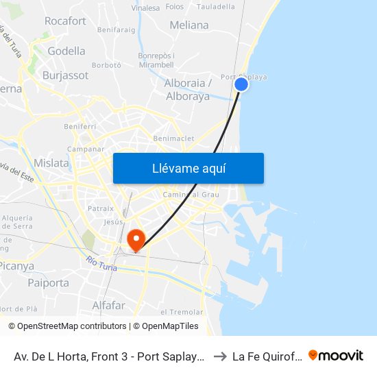 Av. De L Horta, Front 3 - Port Saplaya [Alboraia] to La Fe Quirofanos map