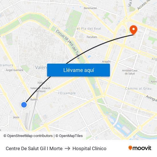 Centre De Salut Gil I Morte to Hospital Clínico map