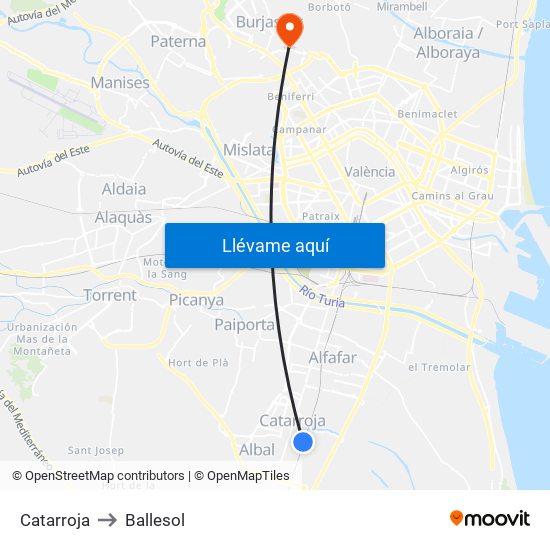 Catarroja to Ballesol map