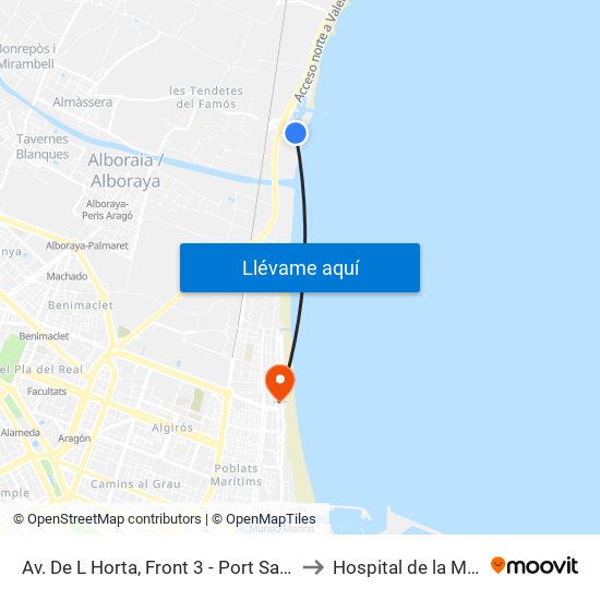 Av. De L Horta, Front 3 - Port Saplaya [Alboraia] to Hospital de la Malvarrosa map