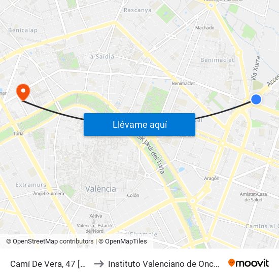 Camí De Vera, 47 [València] to Instituto Valenciano de Oncologia (IVO) map