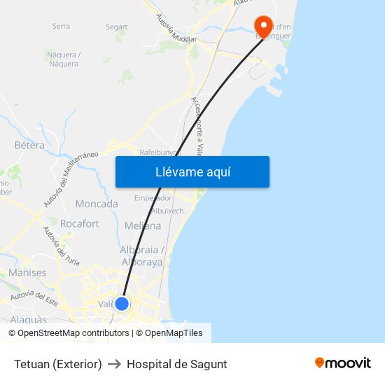 Tetuan - Exterior to Hospital de Sagunt map