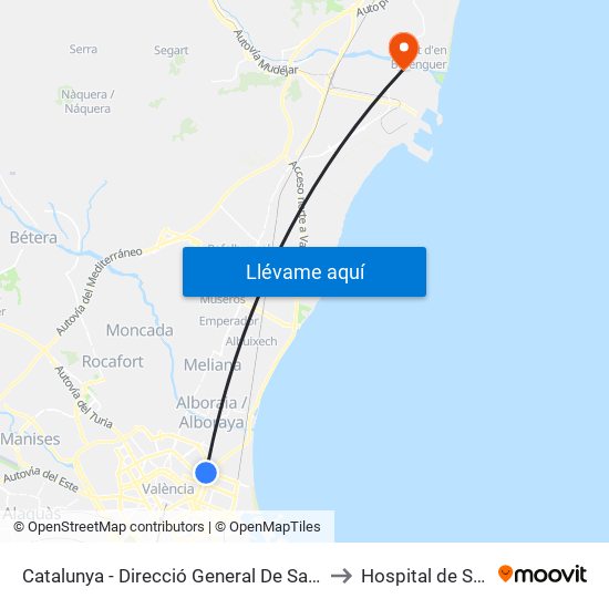 Direcció General De Salut Pública to Hospital de Sagunt map