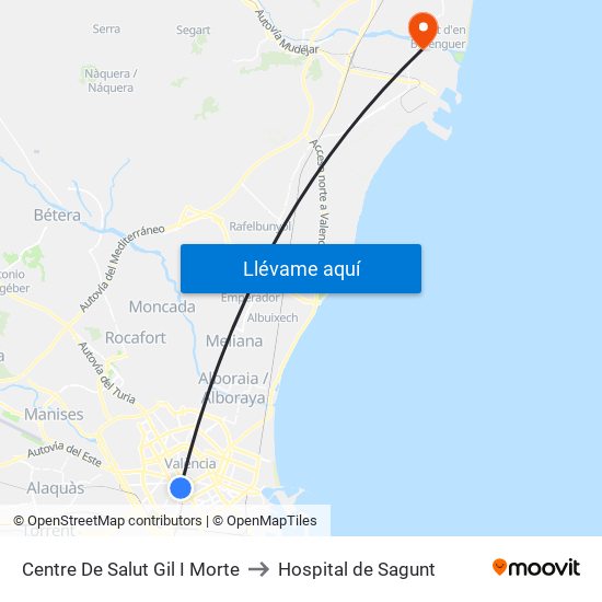 Centre De Salut Gil I Morte to Hospital de Sagunt map