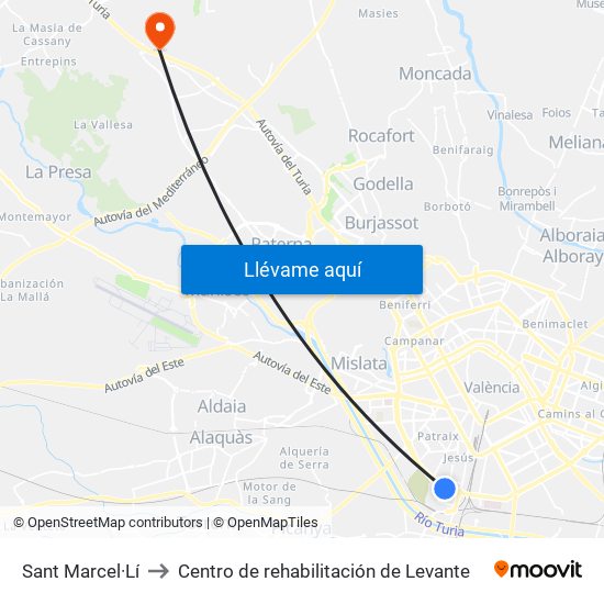 Sant Marcel·Lí to Centro de rehabilitación de Levante map
