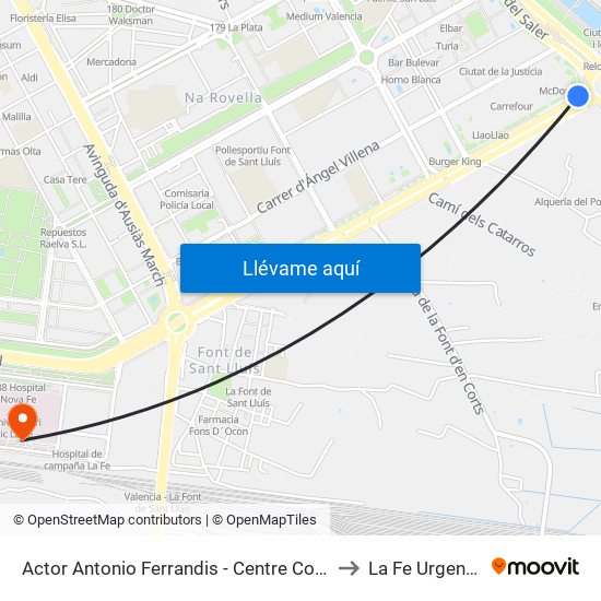 Actor Antonio Ferrandis - Centre Comercial to La Fe Urgencias map