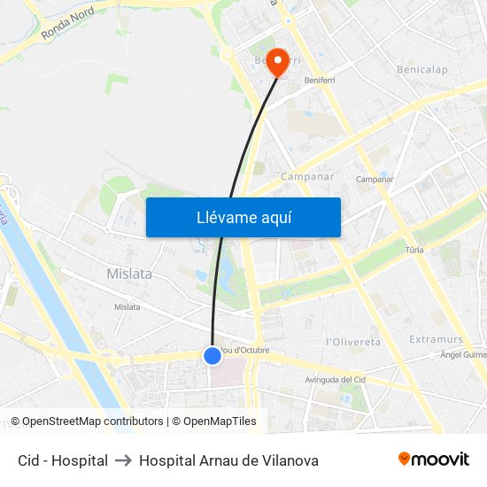 Cid - Hospital to Hospital Arnau de Vilanova map