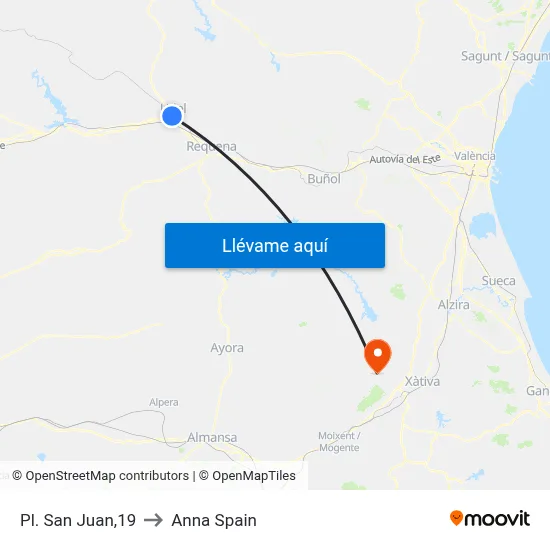 Pl. San Juan,19 to Anna Spain map