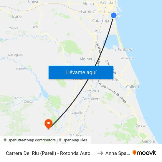 Carrera Del Riu (Parell) - Rotonda Autovia to Anna Spain map