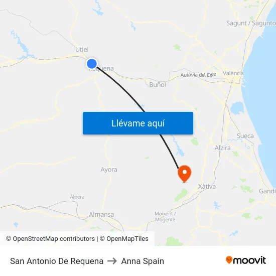 San Antonio De Requena to Anna Spain map