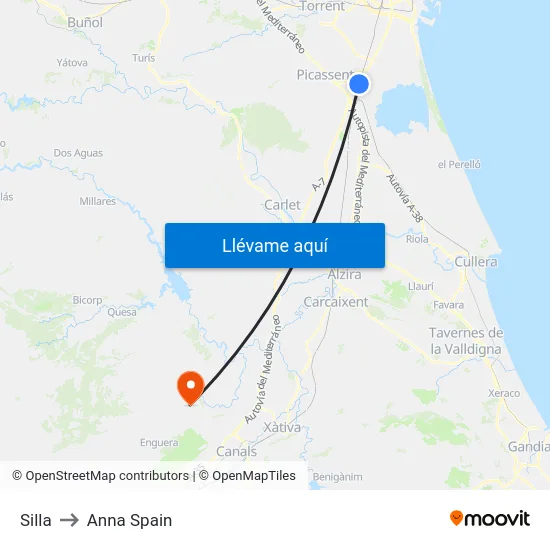 Silla to Anna Spain map