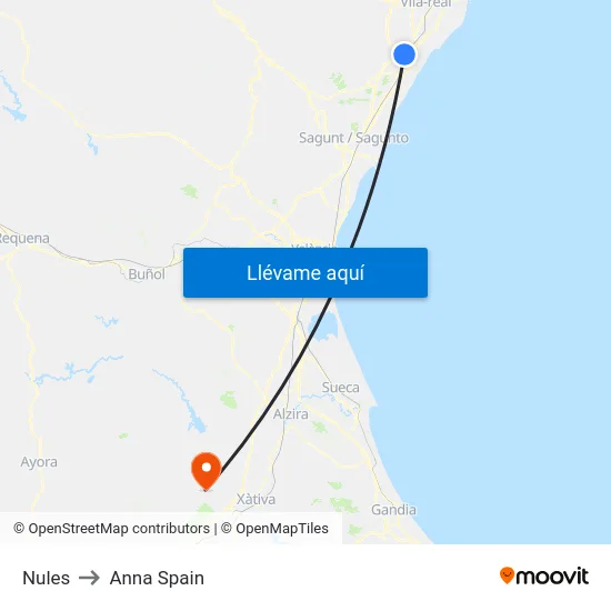 Nules to Anna Spain map