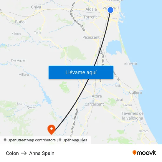 Colón to Anna Spain map