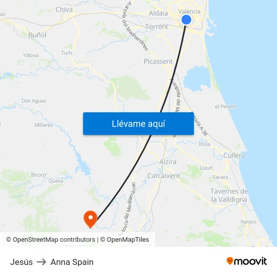 Jesús to Anna Spain map