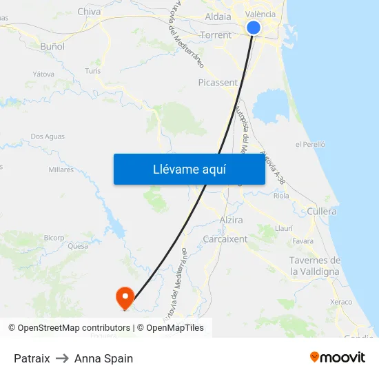 Patraix to Anna Spain map