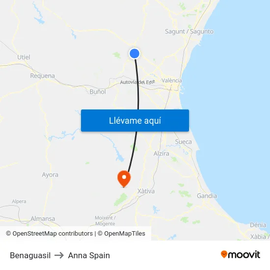 Benaguasil to Anna Spain map