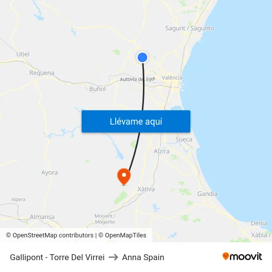 Gallipont - Torre Del Virrei to Anna Spain map