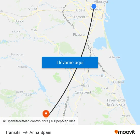 Trànsits to Anna Spain map